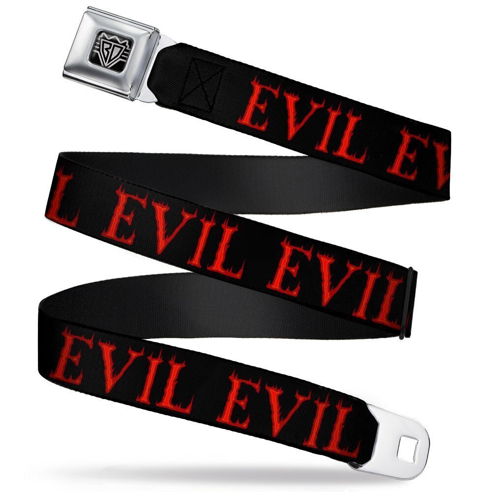 4982 Seatbelt Belt - Flaming EVIL Black/Red - 1.5" Wide - 24-38 Inches in